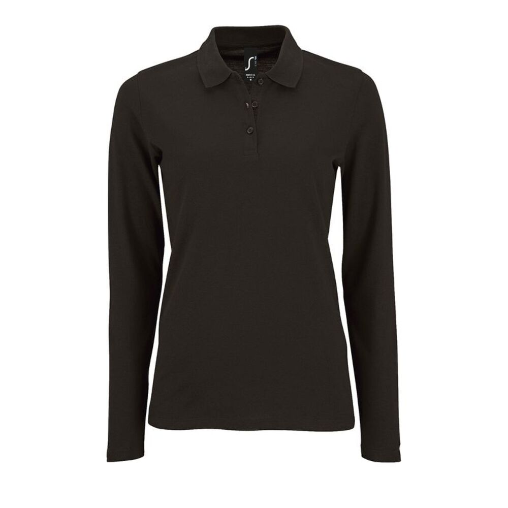 SOLS Womens/Ladies Perfect Long Sleeve Pique Polo Shirt / Black